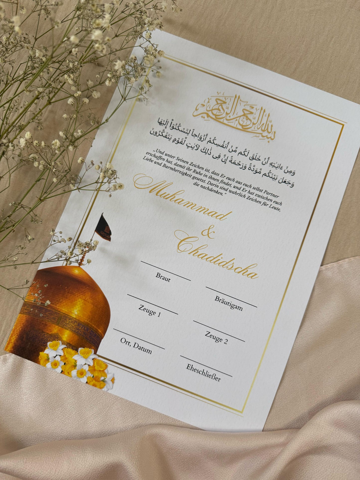 Islamischer Ehevertrag / Nikah-Zertifikat – inklusive Aufbewahrungsmappe