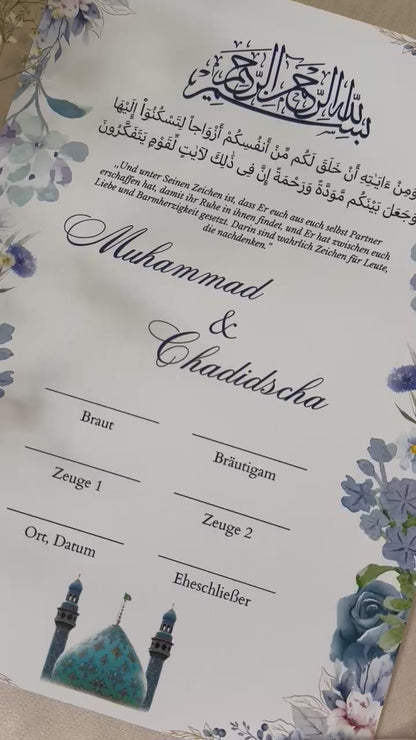 Islamischer Ehevertrag / Nikah-Zertifikat – inklusive Aufbewahrungsmappe